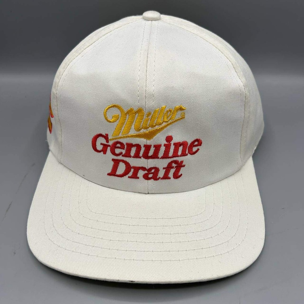 Vintage Nascar Miller Genuine Draft Hat Men Rusty Motorsports Snap Back Cap